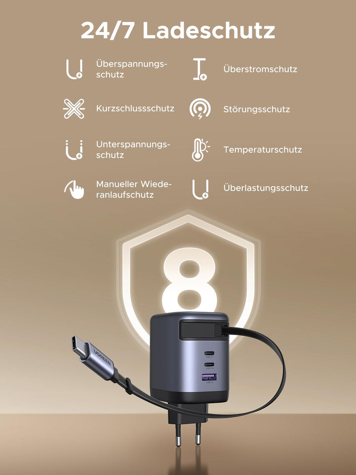 UGREEN Nexode 100W Charger with Retractable USB - C Cable - UGREEN EU