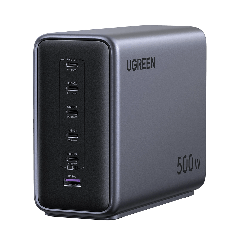 Carregador Rápido de Secretária UGREEN Nexode 500W com 6 Portas GaN