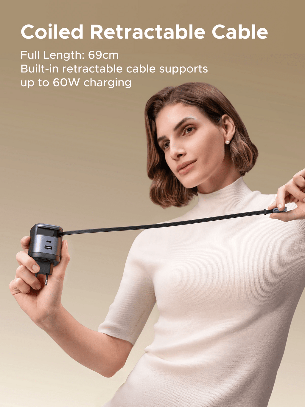 UGREEN Nexode 65W Charger with Retractable USB - C Cable - UGREEN EU