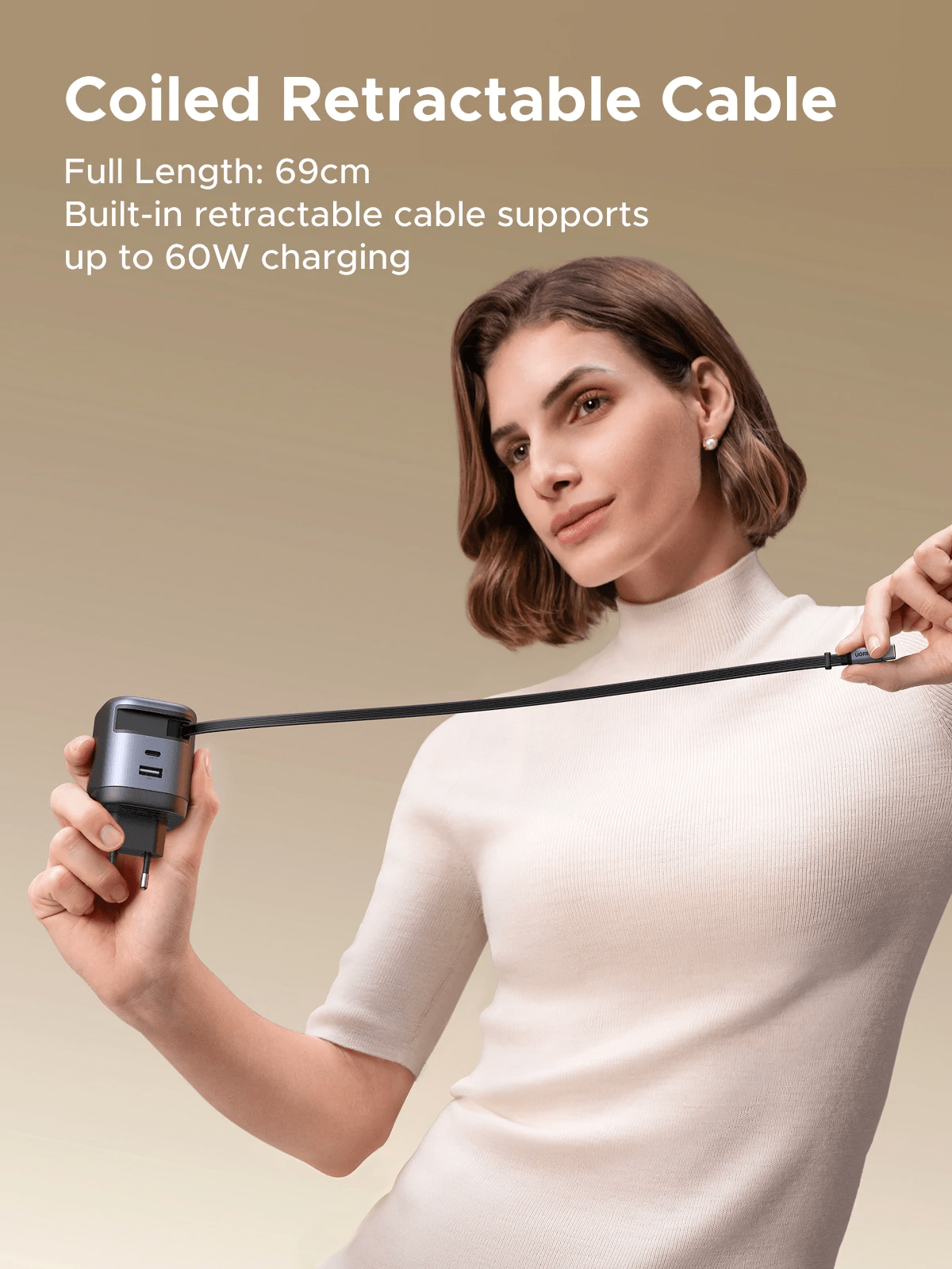 UGREEN Nexode 65W Charger with Retractable USB - C Cable - UGREEN EU