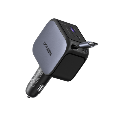 UGREEN Nexode Car Charger 145W with Retractable USB-C Cable
