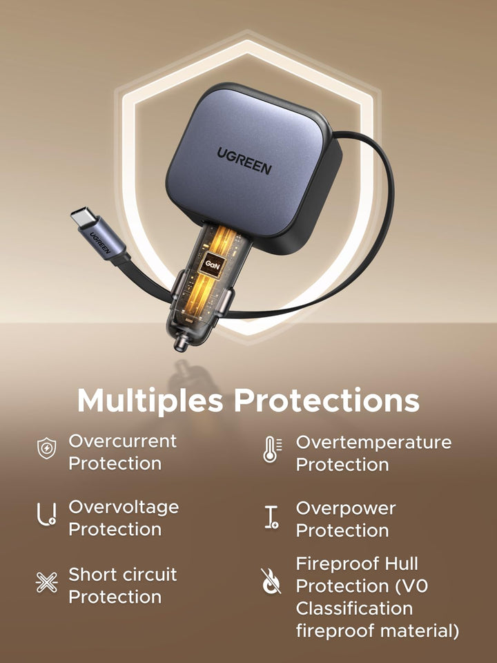 UGREEN Nexode Car Charger 60W with Retractable USB - C Cable - UGREEN EU