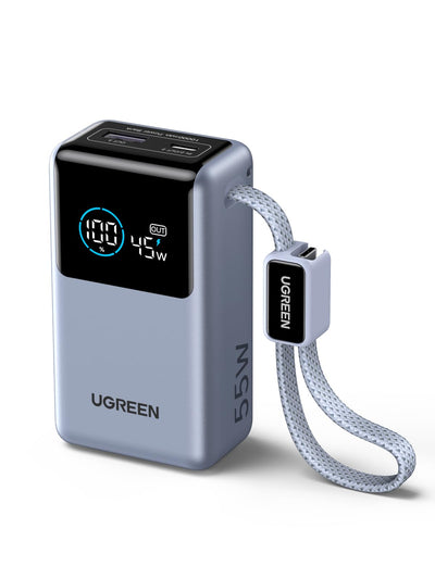 UGREEN Nexode Power Bank (10000mAh, 55W, 2 Ports, Built-in Cable)
