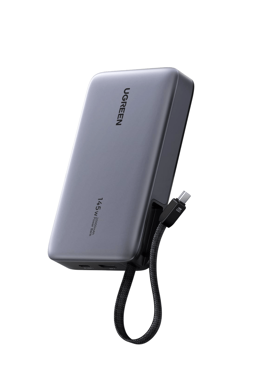 UGREEN Nexode Powerbank (20000mAh, 145W, 3 Anschlüsse, integriertes Kabel)