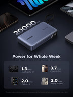 UGREEN Nexode Power Bank (20000mAh, 145W, 3 - Port, Built - in Cable) - UGREEN EU