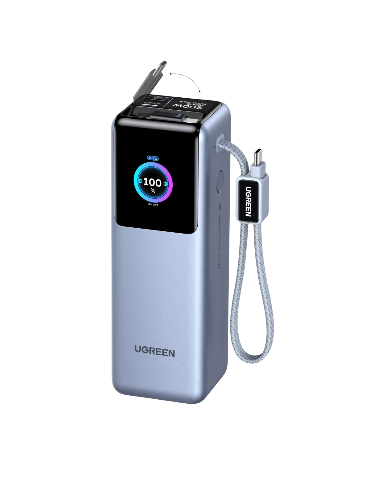 UGREEN Nexode Power Bank with Retractable Cable (25000mAh, 200W, 4 Ports)