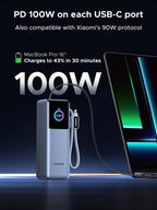 UGREEN Nexode Power Bank with Retractable Cable (25000mAh, 200W, 4 Ports) - UGREEN EU