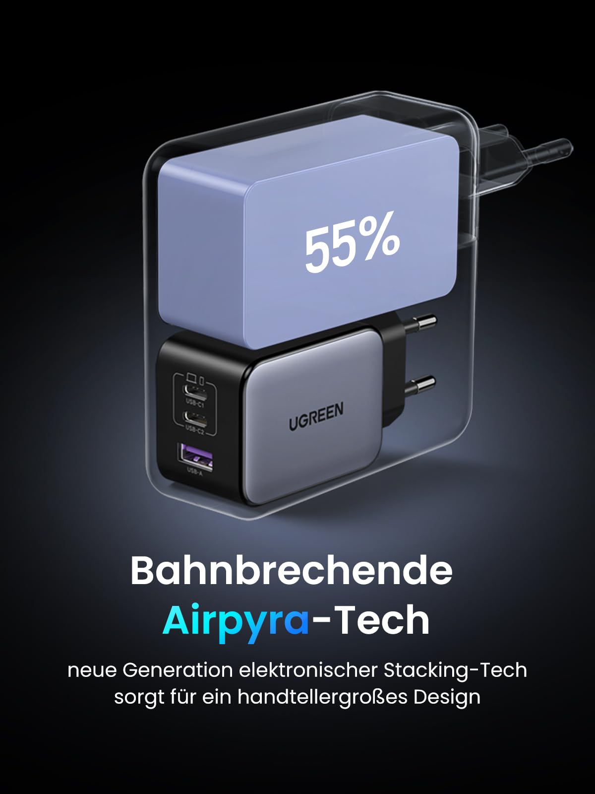 UGREEN Nexode X 65W 3 - Port Mini GaN USB - C Charger - UGREEN EU