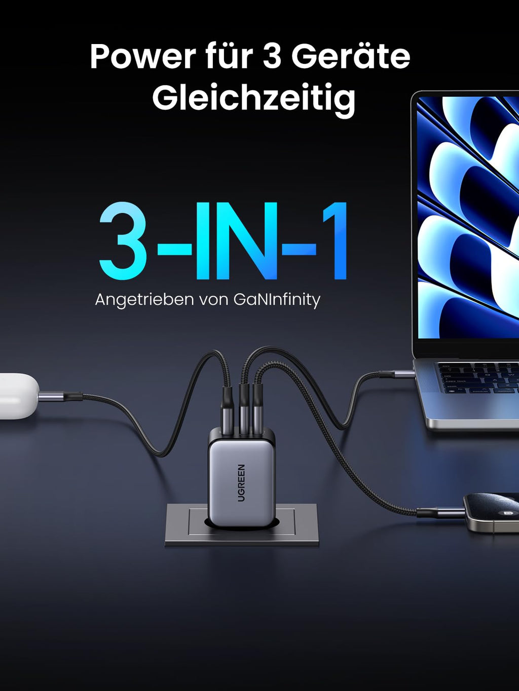 UGREEN Nexode X 65W 3 - Port Mini GaN USB - C Charger - UGREEN EU