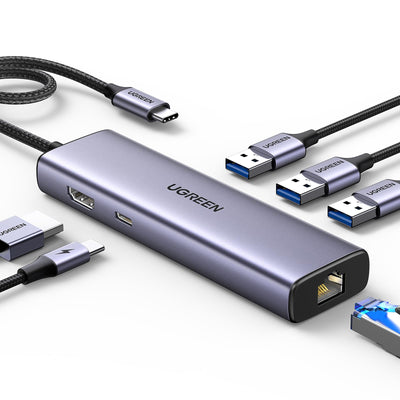 UGREEN Revodok 6 in 1 USB C Hub Gigabit Ethernet Adapter with 4K HDMI