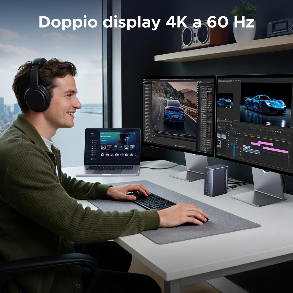 UGREEN Revodok Max 13 in 1 Thunderbolt 4 40Gbps Dock with 2 TBT4 and 1 DisplayPort Multi USB Data RJ45 1GbE SD TF 3.5mm Port Dual Docking Station 4K 60Hz Single 8K 30Hz Screen Extension - UGREEN EU