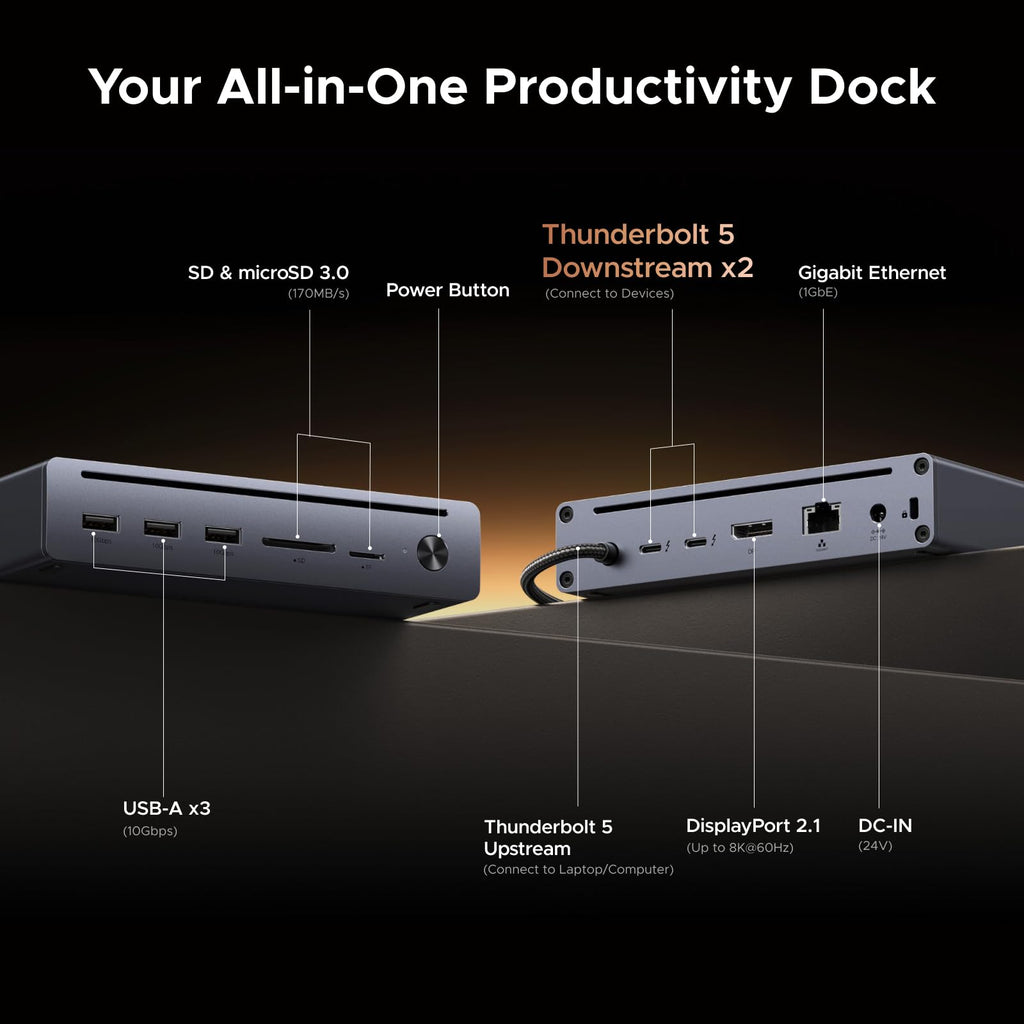 UGREEN Revodok Maxidok 10 - in - 1 Thunderbolt™ 5 Docking Station with Gigabit Ethernet – Dual 6K/8K Display for Mac & Windows - UGREEN EU