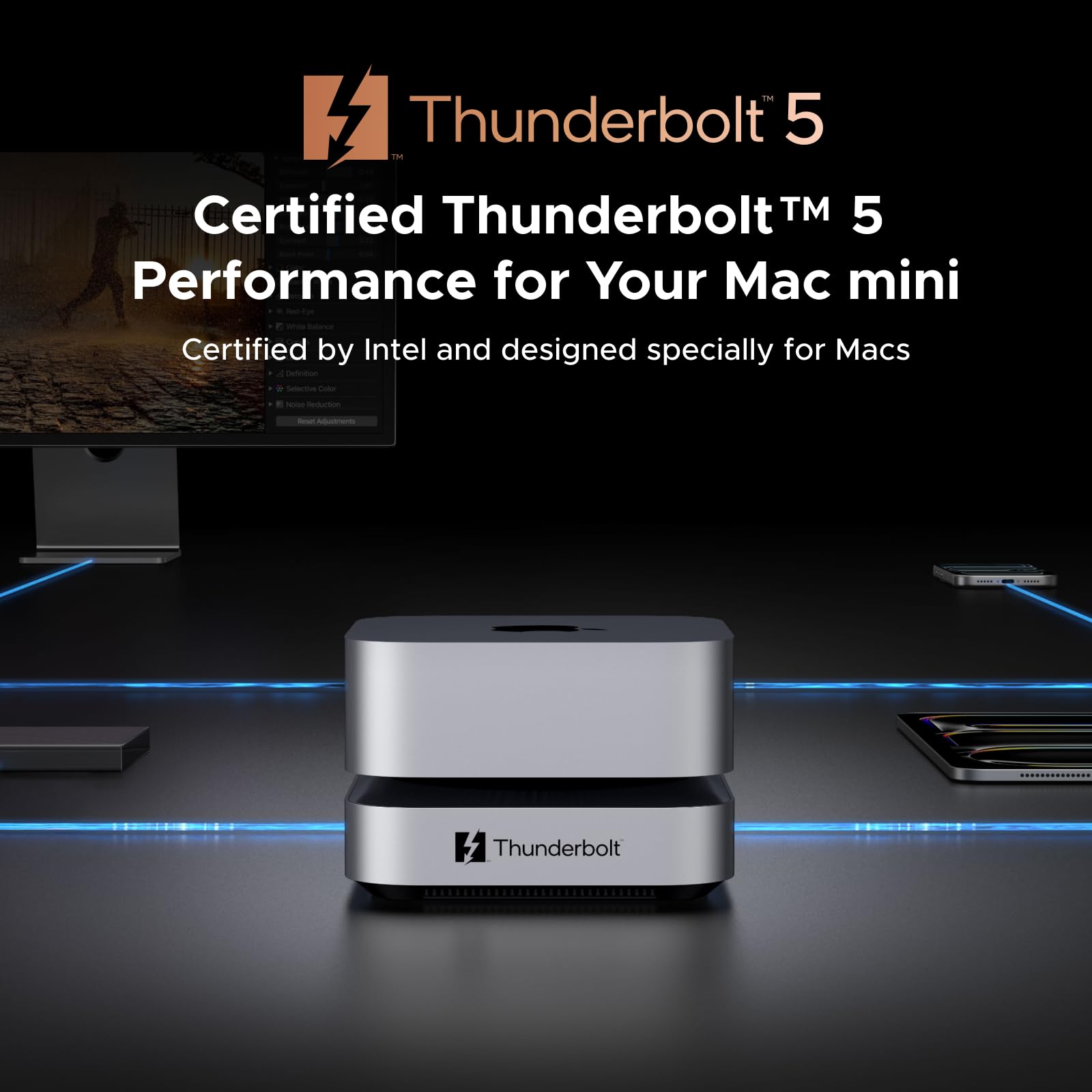 UGREEN Revodok Maxidok 10-in-1 Thunderbolt™ 5 Mac mini Dock with M.2 NVMe SSD Slot, Dual 6K Displays for Mac mini M4/M4 Pro