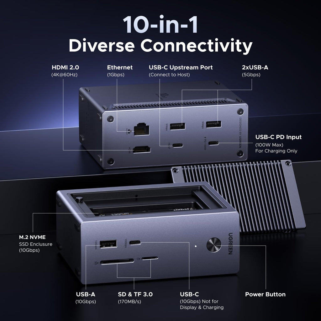 UGREEN Revodok Pro 10 - in - 1 Docking Station (4K@60Hz, 10Gbps, 100W PD Charging) - UGREEN EU