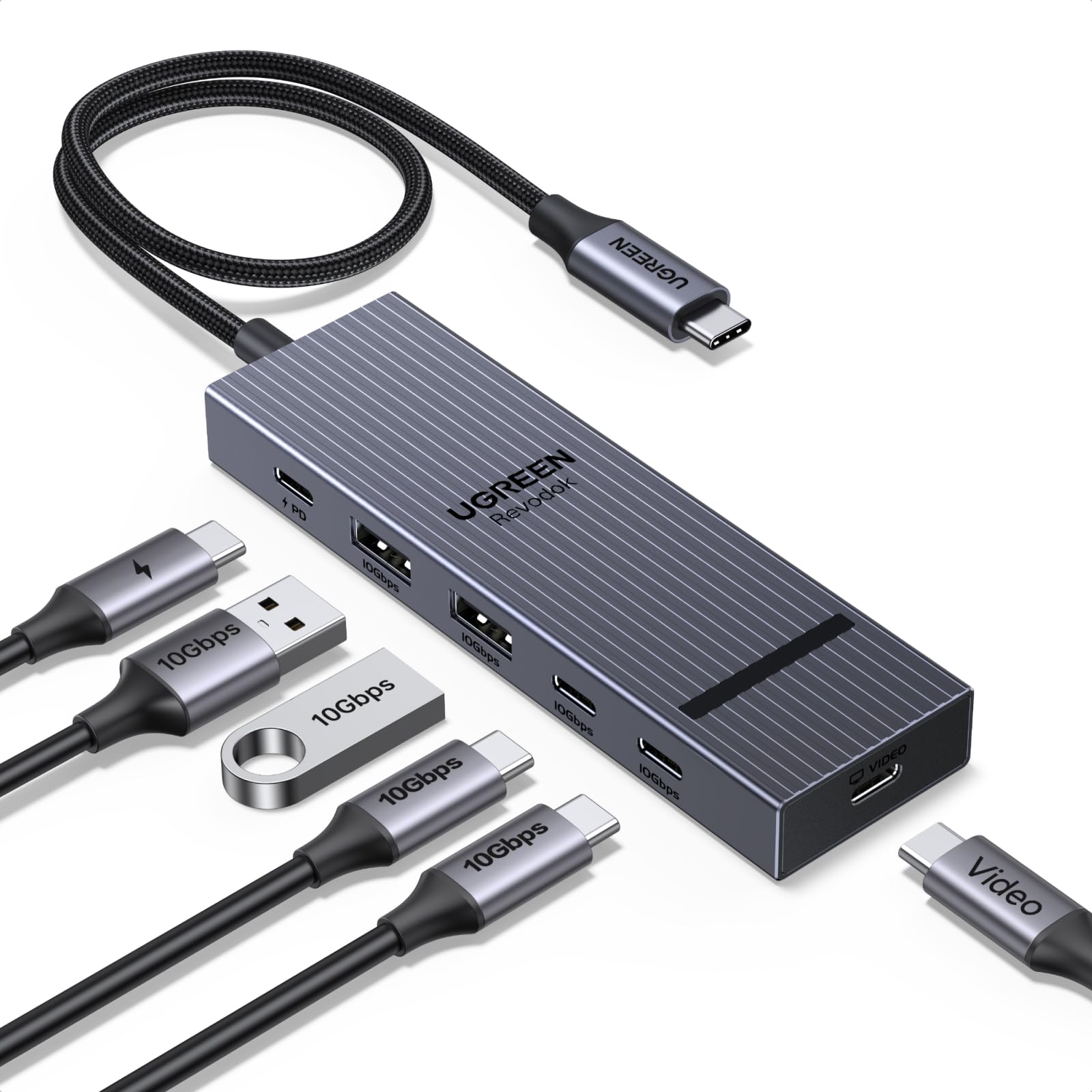 UGREEN Revodok Pro 6 - in - 1 USB - C Hub (4K@60Hz, 4x 10Gbps, 100W PD) - UGREEN EU