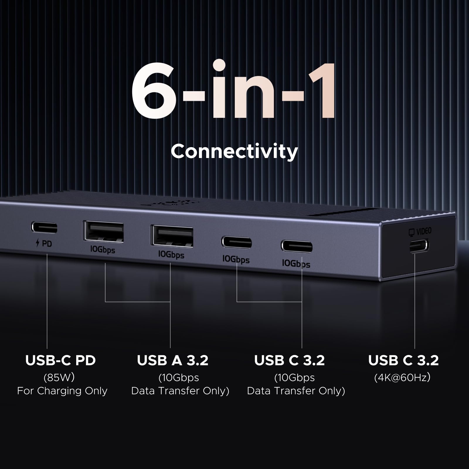 UGREEN Revodok Pro 6 - in - 1 USB - C Hub (4K@60Hz, 4x 10Gbps, 100W PD) - UGREEN EU