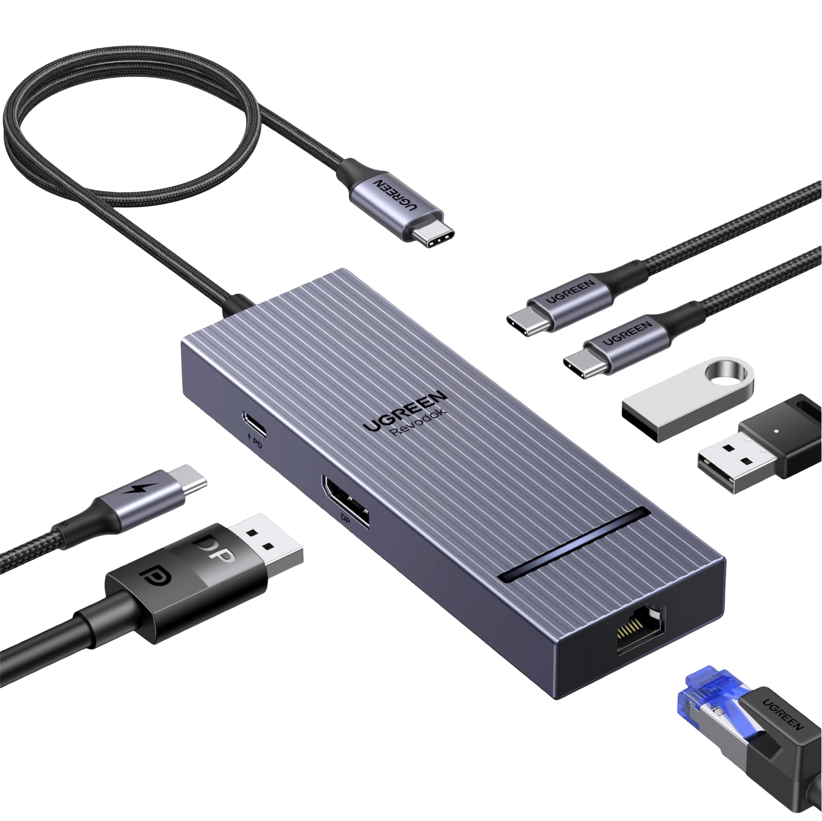 UGREEN Revodok Pro 7-IN-1 USB-C Hub (DisplayPort 4K@60Hz, Ethernet, 100W PD)