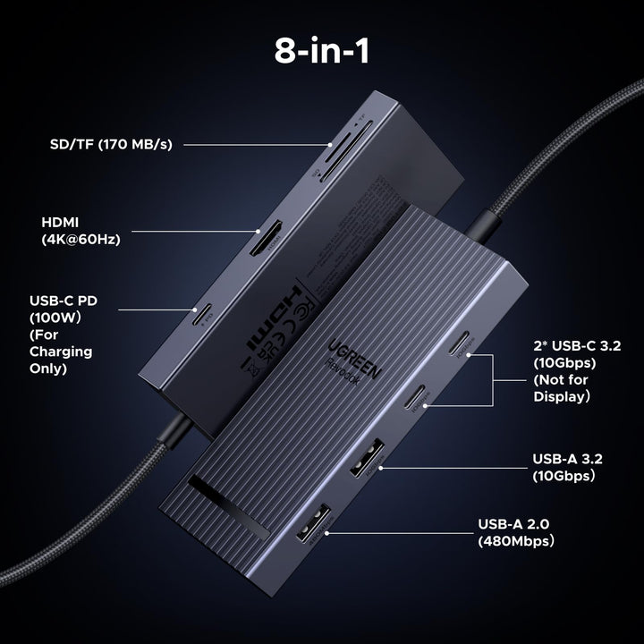 UGREEN Revodok USB - C Hub (8 - Port, 10Gbps, 4K@60Hz, 100W) - UGREEN EU