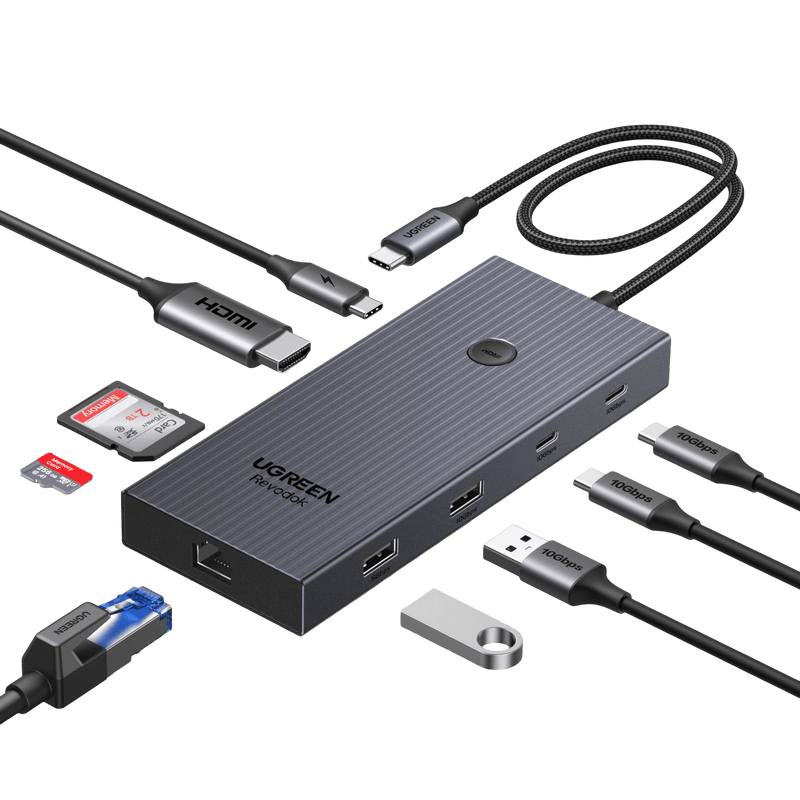UGREEN Revodok USB-C Hub (9-Port, 10Gbps, 4K@60Hz, 100W)