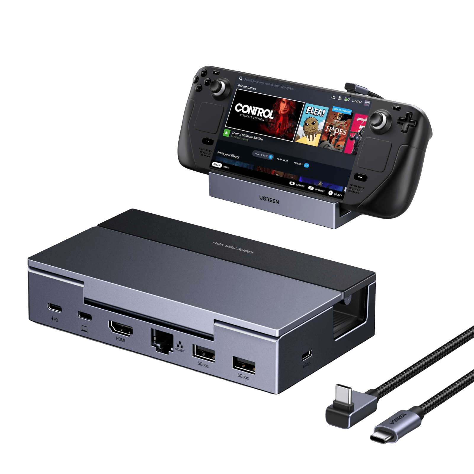 UGREEN Steam Deck Docking Station (6-in-1, 4K@120Hz, 100W, Gigabit Ethernet)