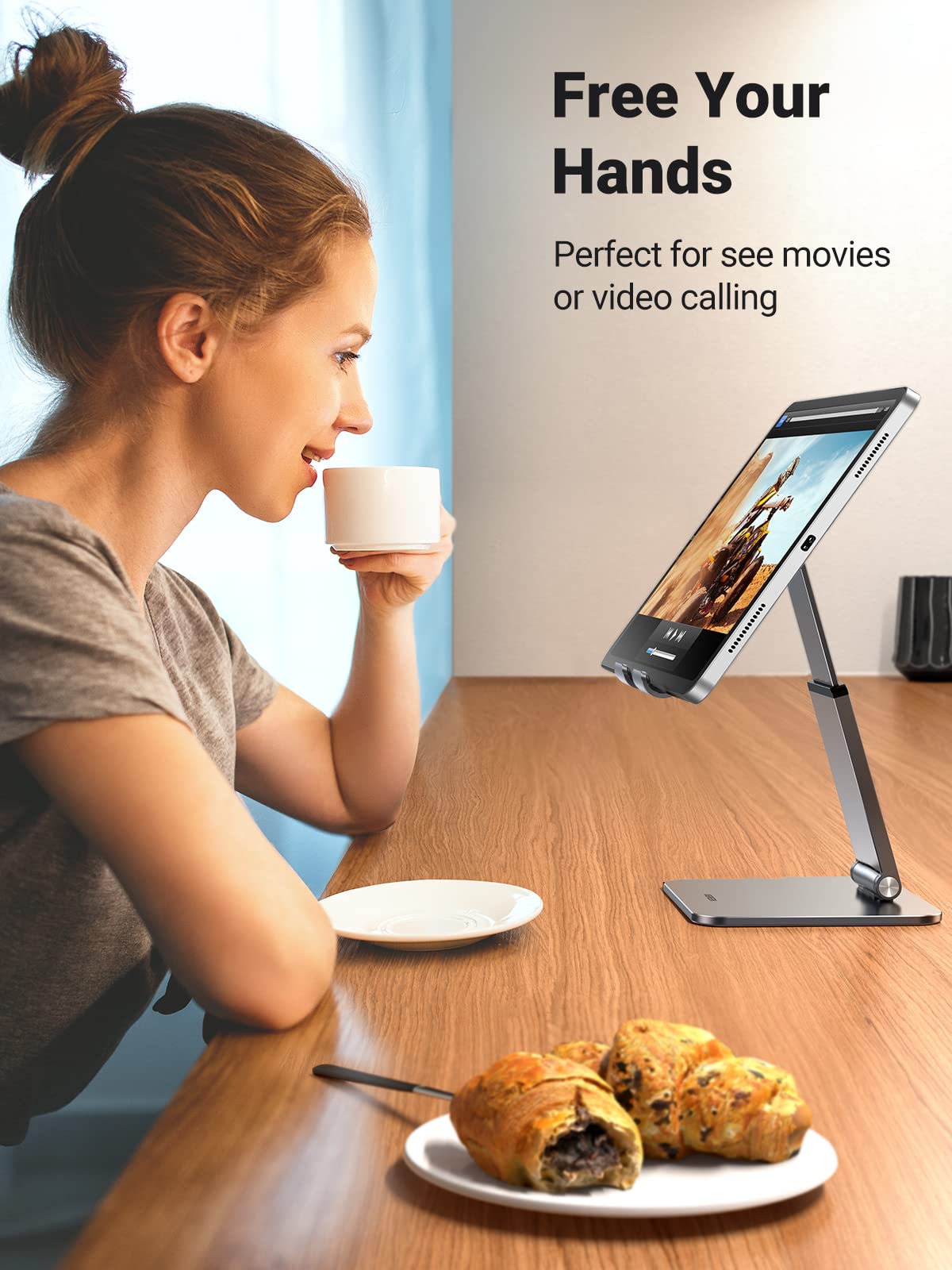 Adjustable Tablet Stand For Bed & Desk - Extendable Arm, 360° Head, Fits IPad, Kindle, Switch (4.5" To 12.9"), Hands-Free For Reading & Watching