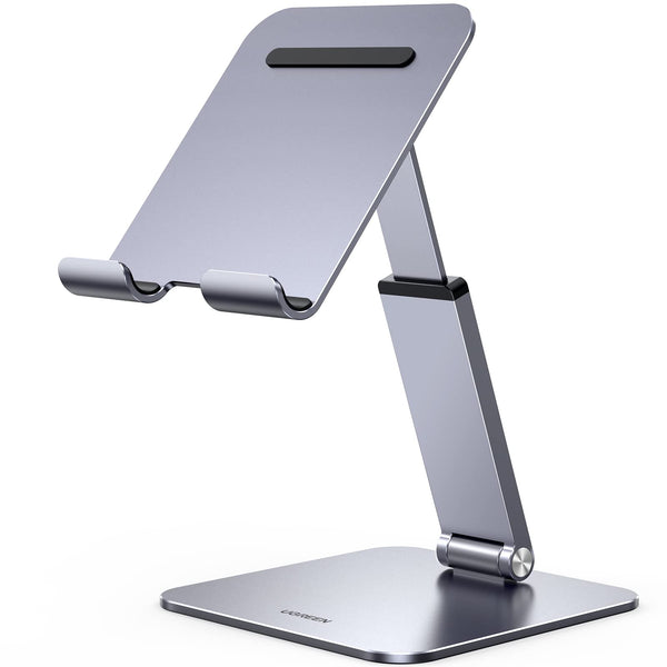 UGREEN Tablet Stand Holder for Desk Height Adjustable Aluminum Foldable Desktop Tablet Holder Wide Base Dock Multi-Angle Riser Compatible with iPad Pro 12.9, 11, 10.5 Air Mini 6 5 4 3 2, Grey - UGREEN EU