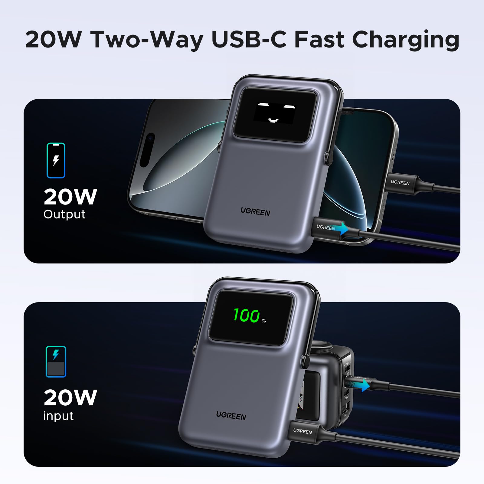 UGREEN Draadloze Powerbank 5000mAh Magnetische Power Bank Klein met USB-C snel opladen functie, draadloze externe batterij MagSafe compatibel met iPhone 17 Pro Max/16 Pro/15/14/13/12 (Wit UGREEN Draadloze Powerbank 5000mAh Magnetische Power Bank Klein met USB-C snel opladen functie, draadloze externe batterij MagSafe compatibel met iPhone 17 Pro Max/16 Pro/15/14/13/12 (Wit