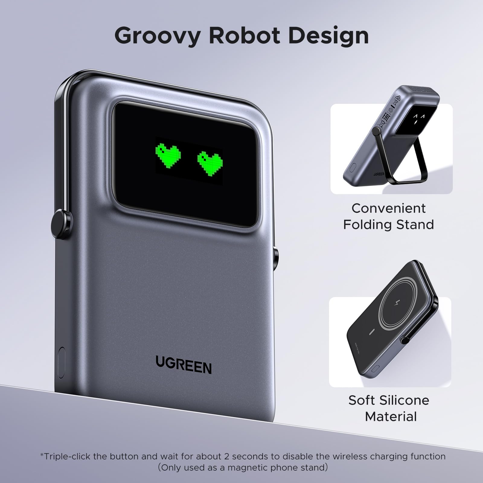 UGREEN Uno 10000mAh Magsafe Magnetic Power Bank, groovy robot design