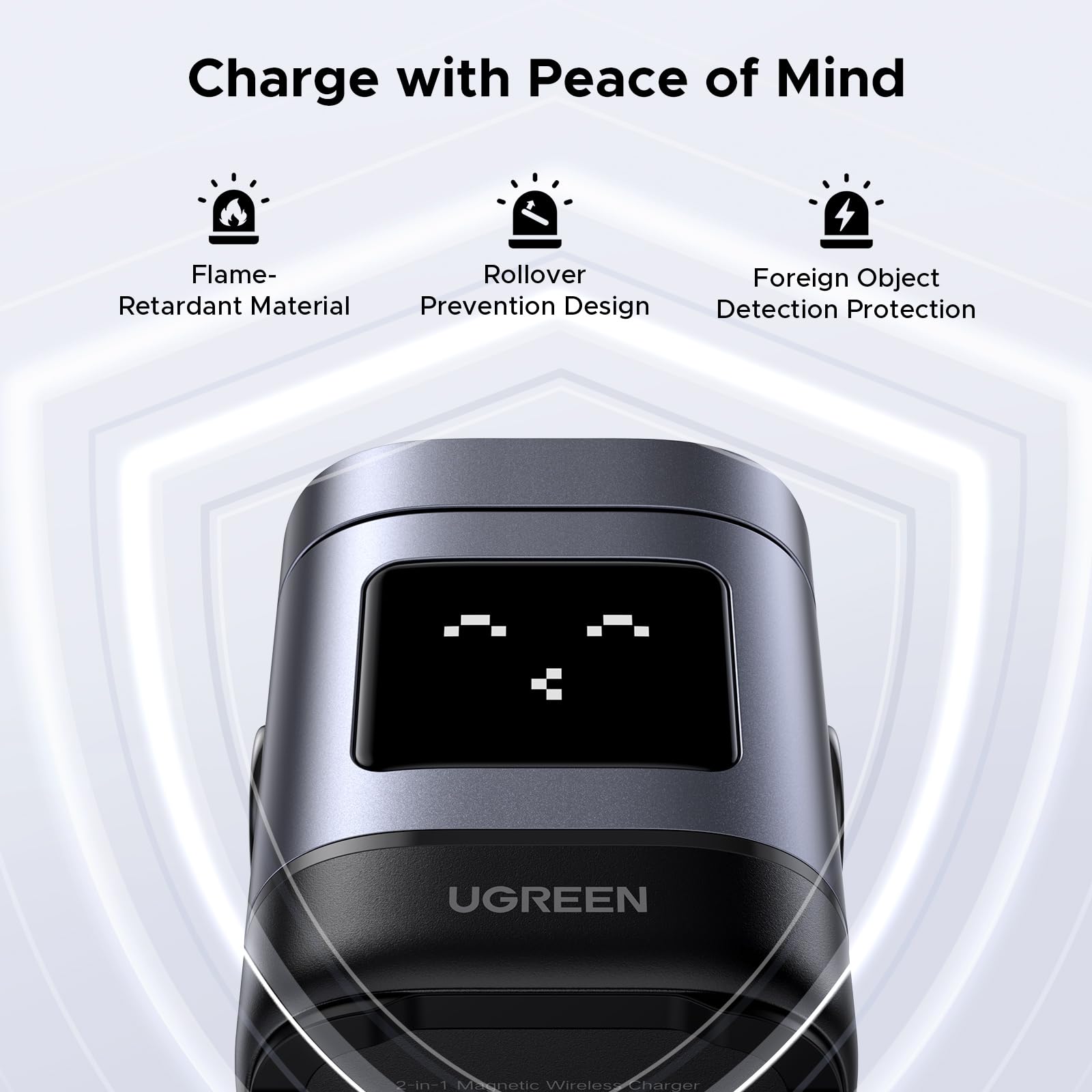 UGREEN UNO 15W Qi2 MagSafe Adjustable Charging Station, charge with peace of mind