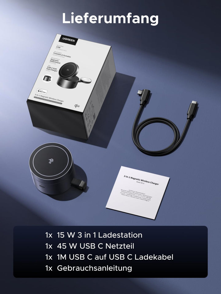 UGREEN UNO 3 - in - 1 Magnetic Wireless Charger 25W (MagSafe compatible) - UGREEN EU