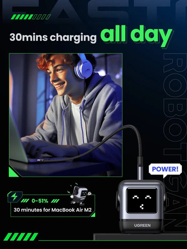 UGREEN Uno 65W GaN Charger + 60W USB - C PD 3.0 Cable (1M) - UGREEN EU