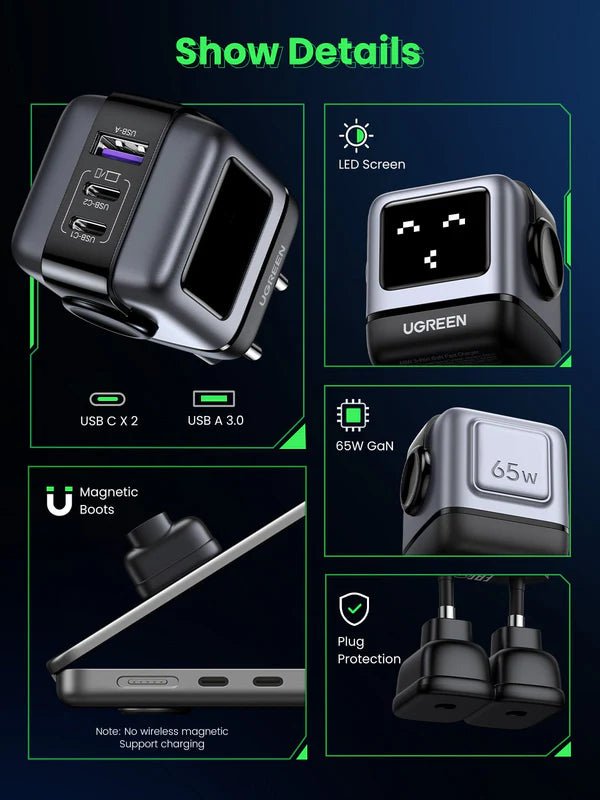 UGREEN Uno 65W GaN Charger + 60W USB - C PD 3.0 Cable (1M) - UGREEN EU