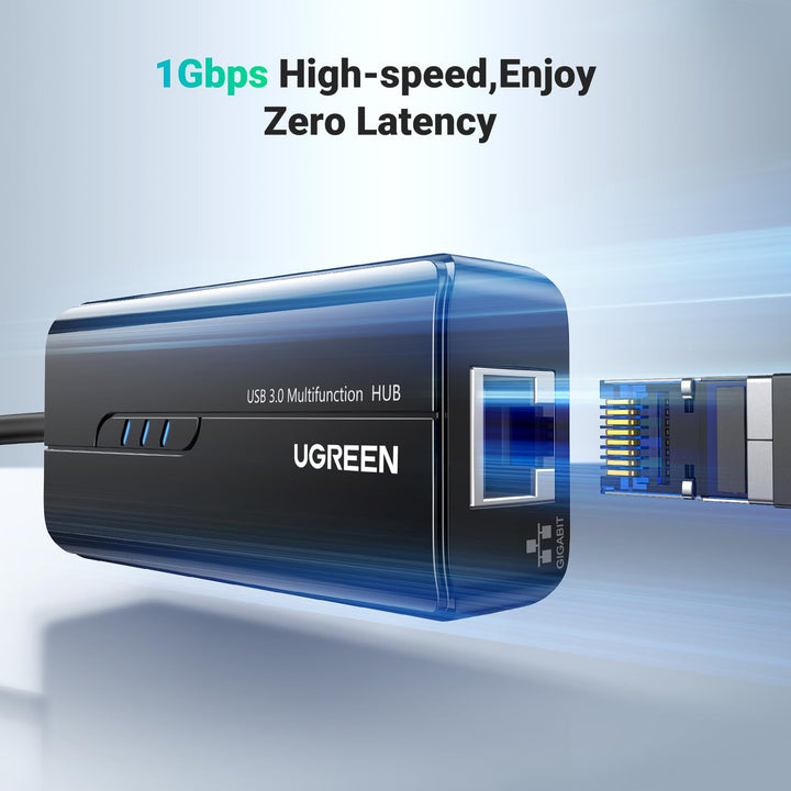 UGREEN USB 3.0 Hub Ethernet Adapter 10 100 1000 Gigabit Network Converter with 3 USB 3.0 Ports Hub Compatible with Laptop PC Nintendo Switch MacBook Mac Mini Surface XPS Windows Linux macOS, and More - UGREEN EU