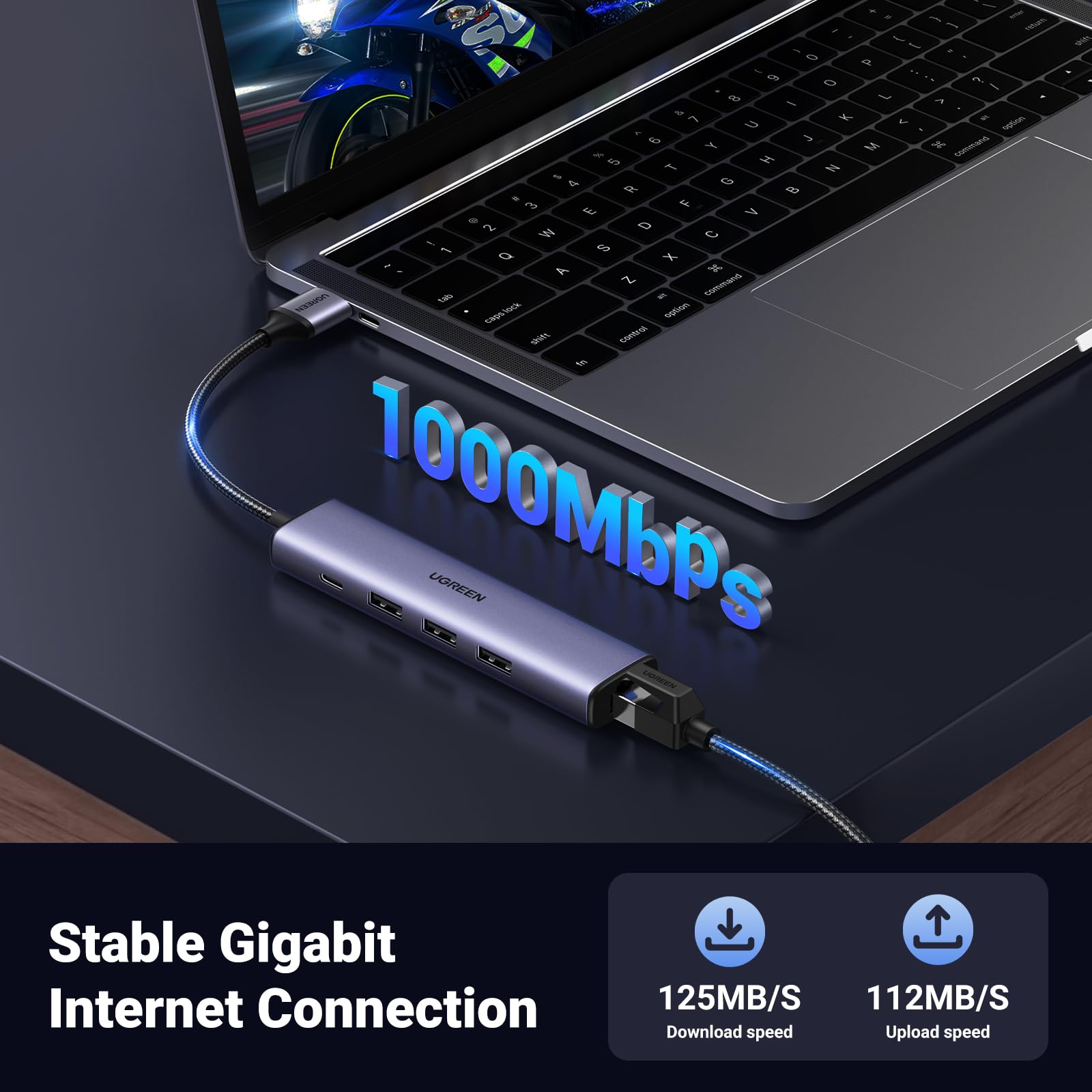 UGREEN USB 3.0 to Ethernet Adapter, 5 in 1 Multiport Hub | UGREEN EU