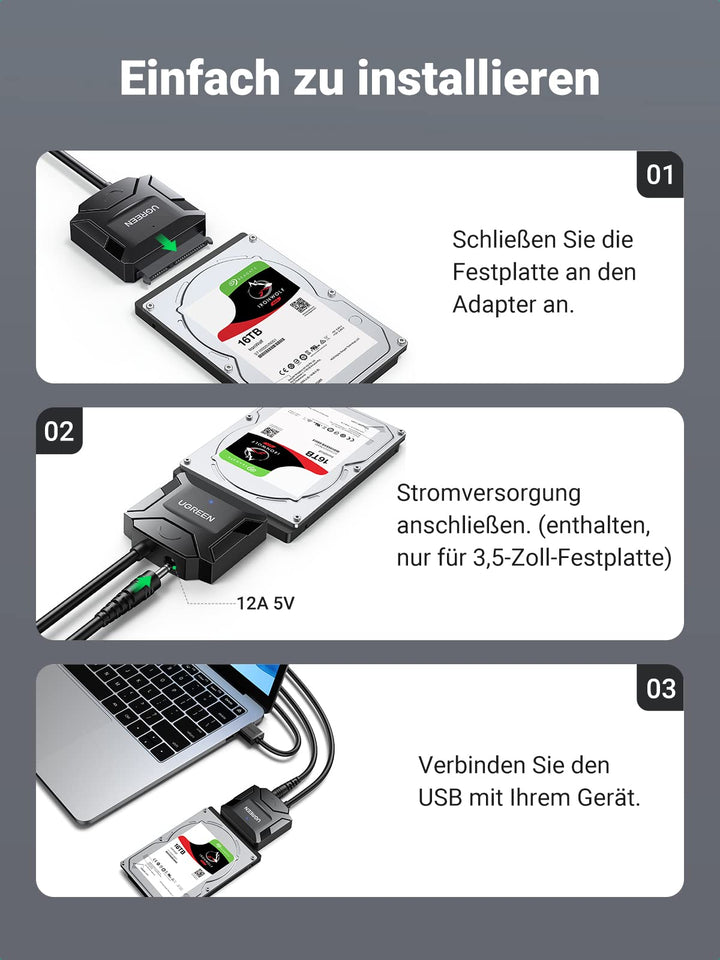 UGREEN USB 3.0 to SATA Cable with UASP, HDD/SSD Adapter - UGREEN EU