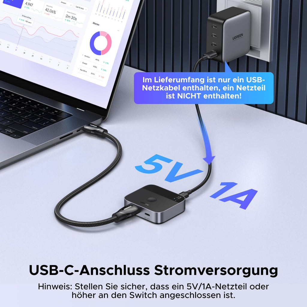 UGREEN DisplayPort USB C Switch 2 In 1 Out DP1.4 Switcher 8K60Hz 4K120Hz 2 PC 1 Monitor Ondersteunt schakelen tussen 1 desktop computer en 1 laptop Compatibel met Windows/Linux/MacOS etc UGREEN DisplayPort USB C Switch 2 In 1 Out DP1.4 Switcher 8K60Hz 4K120Hz 2 PC 1 Monitor Ondersteunt schakelen tussen 1 desktop computer en 1 laptop Compatibel met Windows/Linux/MacOS etc
