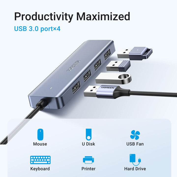 UGREEN USB C Hub 4 Ports, USB C to USB Hub with 4 USB 3.0, Powered USB C Splitter for Laptop - UGREEN EU