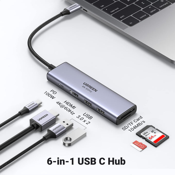 UGREEN USB C Hub 4K 60Hz, 6-in-1 USB C to USB Adapter UGREEN EU