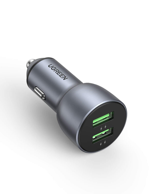 UGREEN USB Car Charger Adapter 36W - Dual USB Car Charger Fast Charging, Cigarette Lighter Adapter Compatible with iPhone 15/14/13/12/11/SE/XR/X/XS, Galaxy S22/S21/S20/S10/Note 20, Pixel 5/4/3 - UGREEN EU
