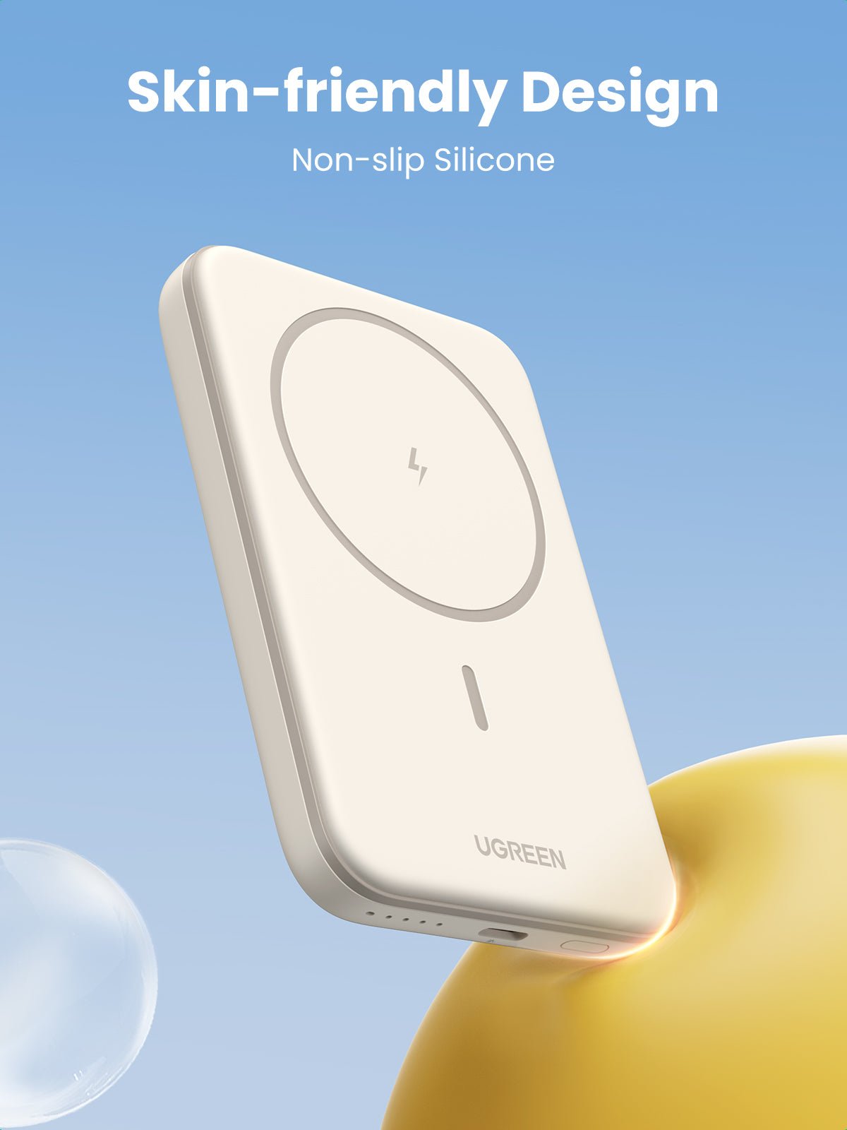 UGREEN Wireless Powerbank 5000mAh Magnetische Power Bank, skin-friendly design, non-slip silicone