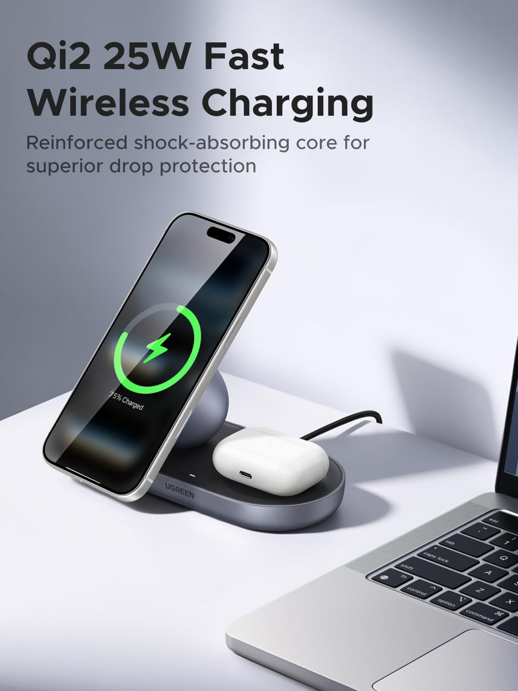 UGREEN Zapix 2 - in - 1 Magnetic Charger Stand (Qi2 25W, MagSafe Compatible) - UGREEN EU