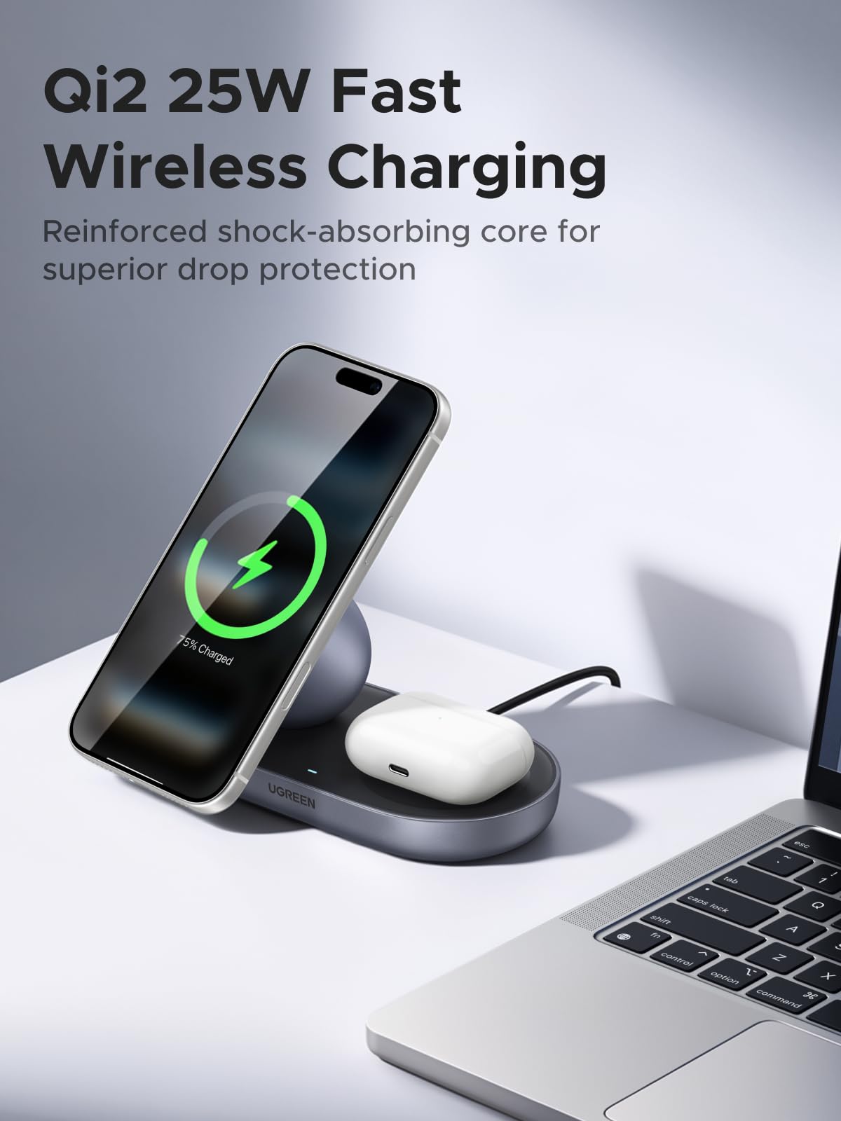 UGREEN Zapix 2 - in - 1 Magnetic Charger Stand (Qi2 25W, MagSafe Compatible) - UGREEN EU