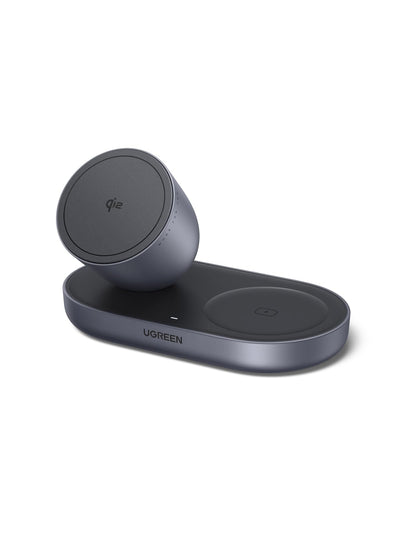 UGREEN Zapix Magnetic Wireless Charger (2-in-1, Qi2 15W, MagSafe Compatible)