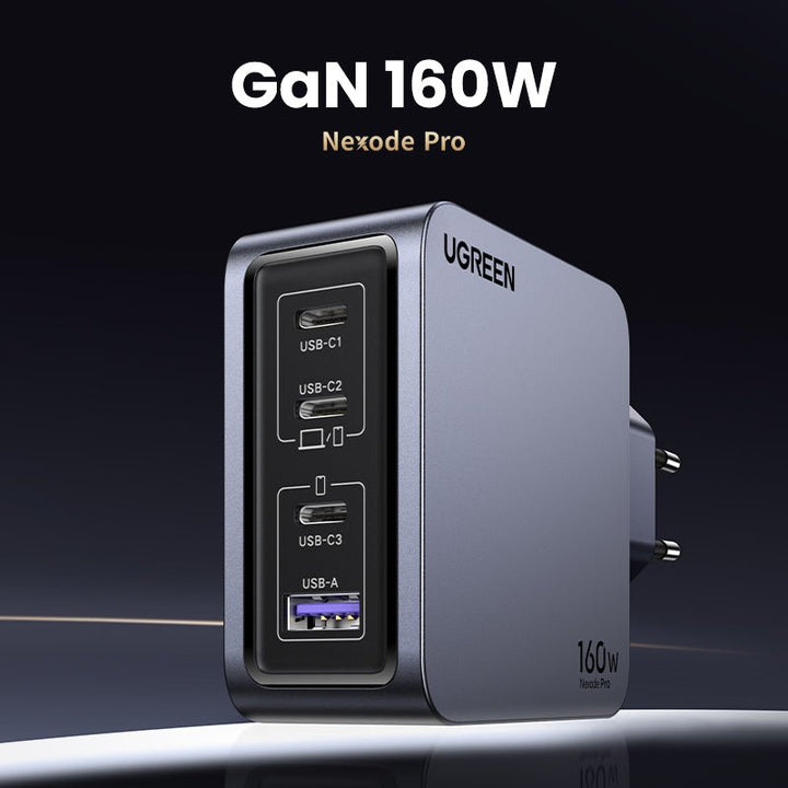 UGREEN Nexode Pro 160W USB C Charger, 4-Port PD 3.1 GaN Compact Fast PPS  Wall Charger for MacBook Pro 16'' M2, Pixelbook, Dell XPS, iPad Pro, iPhone