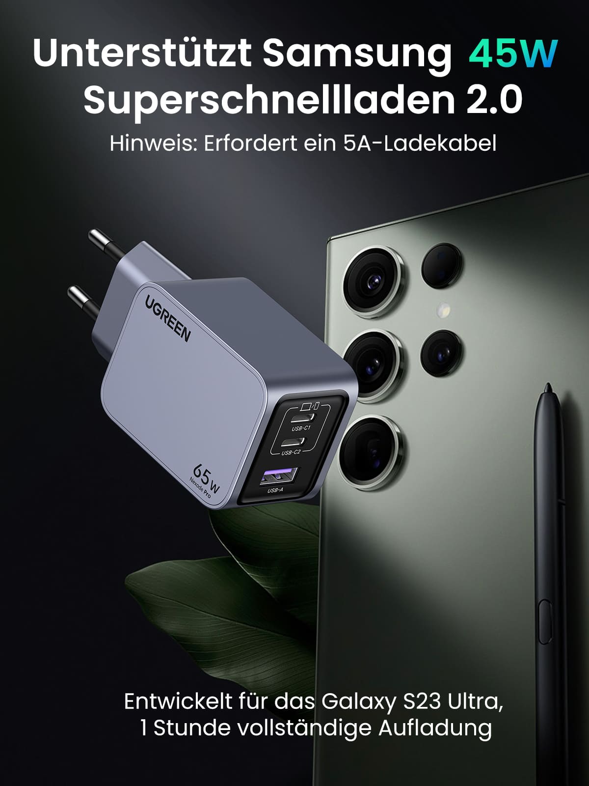 UGREEN Nexode Pro 65W 3-Port GaN Mini Fast Charger | UGREEN EU