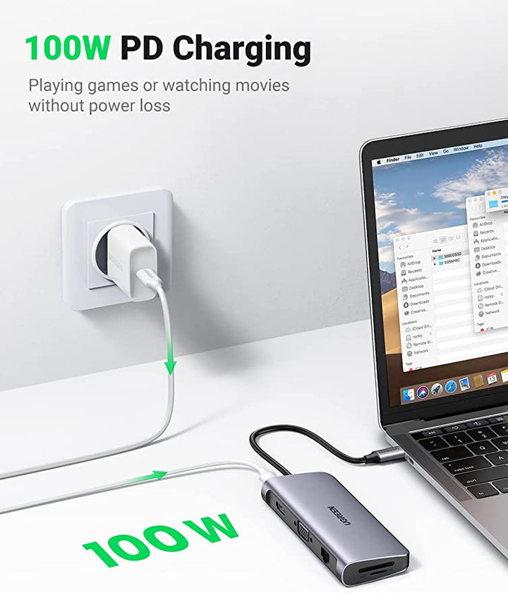 UGREEN 10-in-1 USB C Hub with 4K HDMI, VGA, 1Gbps Ethernet, 100W PD, 3 USB 3.0 Port, SD/TF Card Slot and 3.5mm Audio