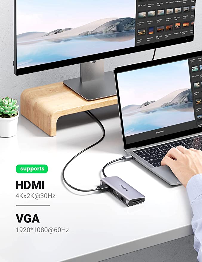 UGREEN USB-C to VGA Converter with USB Hub
