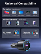 UGREEN 130W 3-Port PD 100W PD3.0/QC4.0/PPS Fast Car Charger - UGREEN