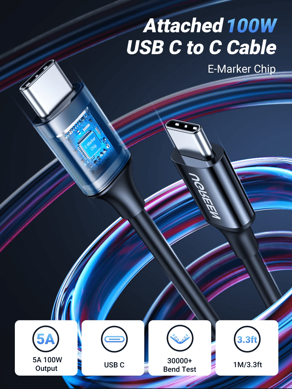 UGREEN 130W 3-Port PD 100W PD3.0/QC4.0/PPS Fast Car Charger - UGREEN