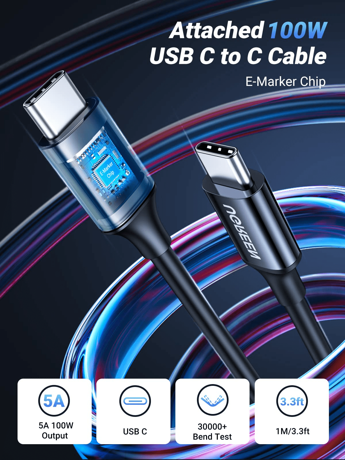 UGREEN 130W 3-Port PD 100W PD3.0/QC4.0/PPS Fast Car Charger - UGREEN